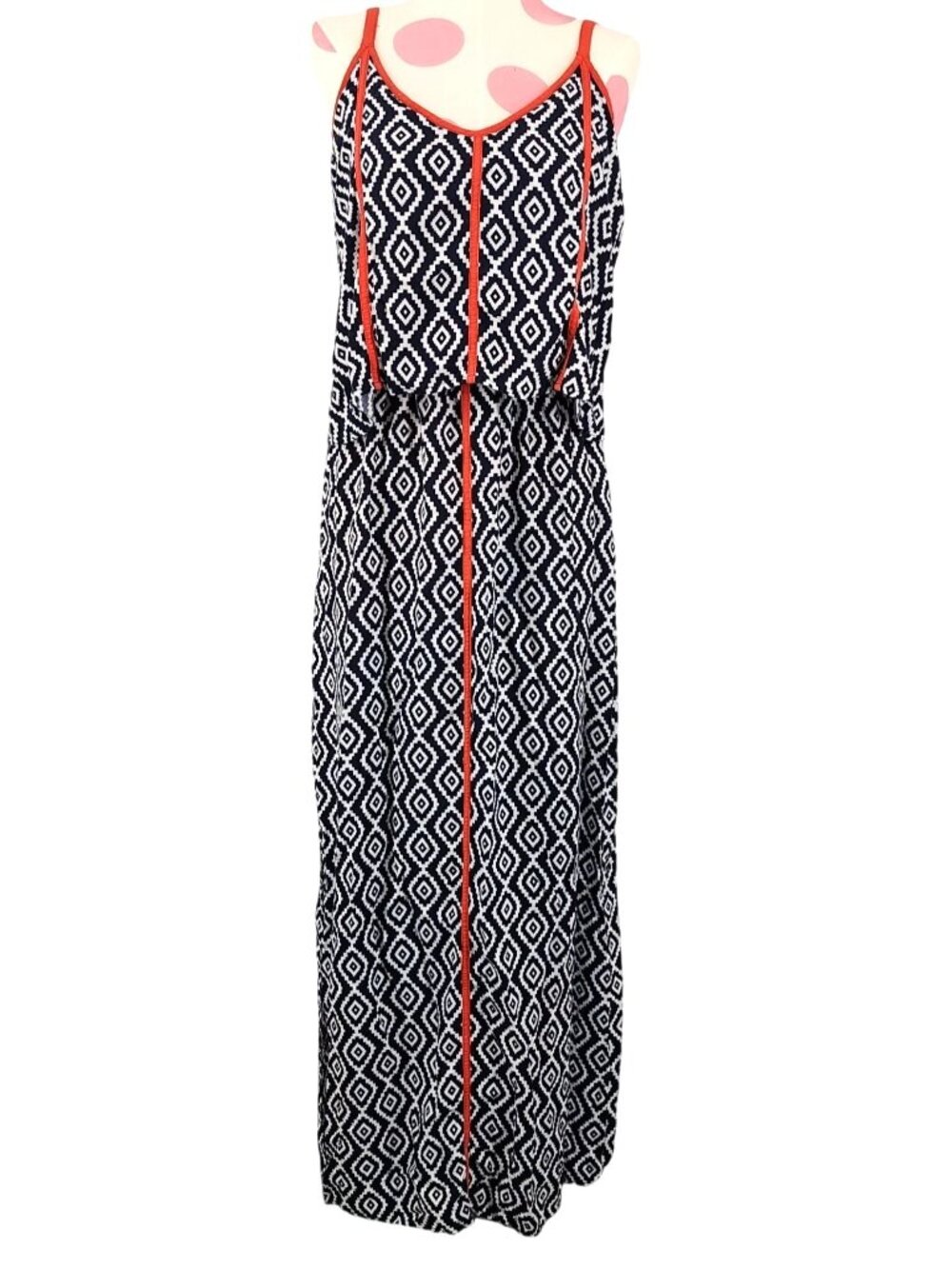 Women's Cato Geometric Maxi Dress Small Side Slit Flowy Strapless 100% Rayon